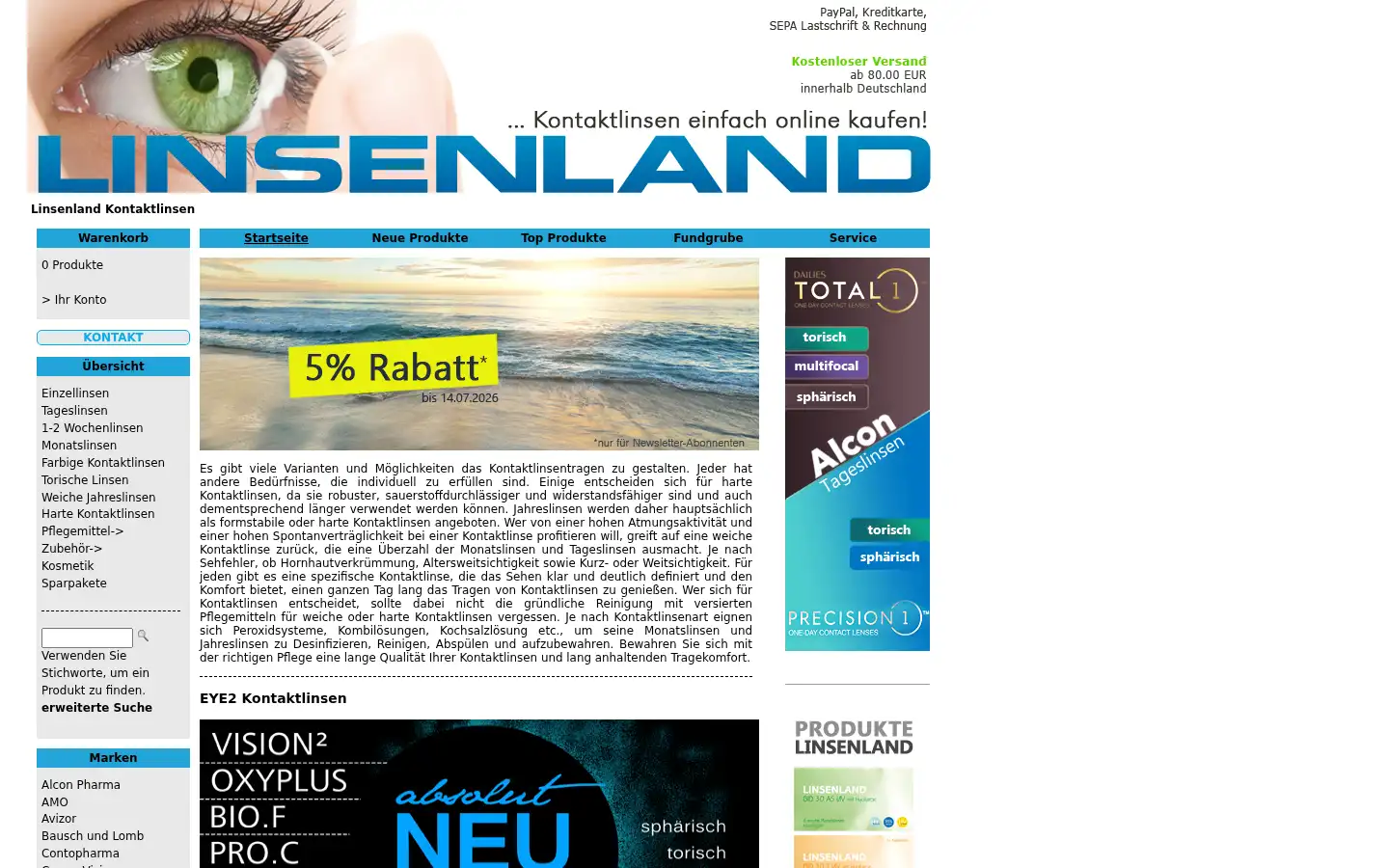 Screenshot of linsenland.net