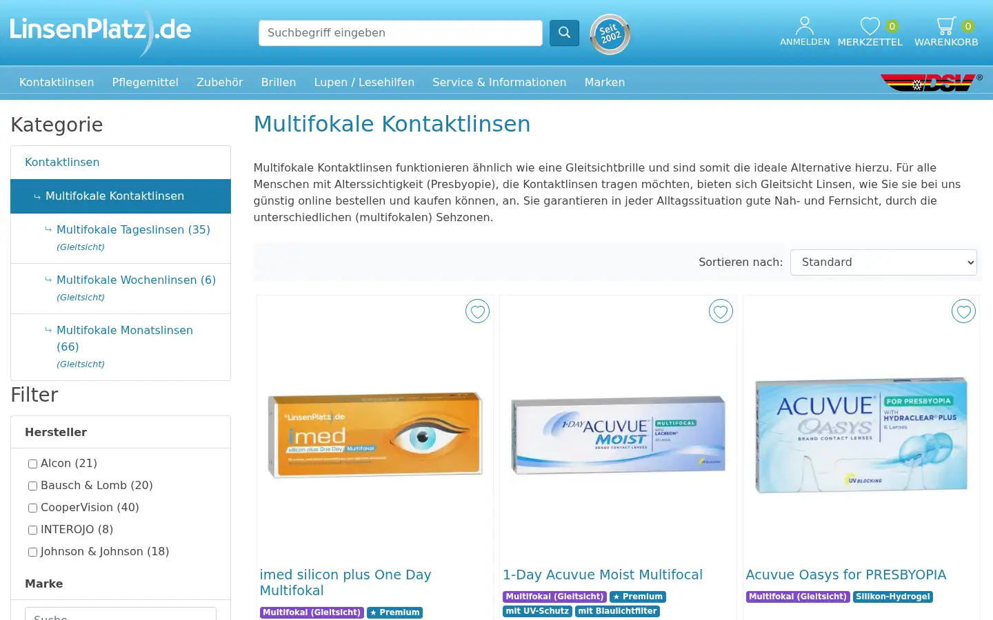 Screenshot of linsenplatz.de