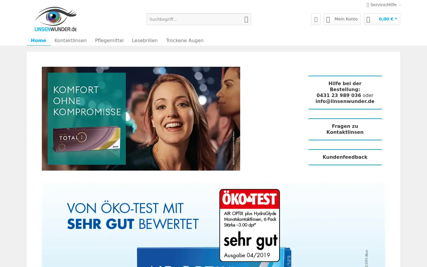 Screenshot of linsenwunder.de