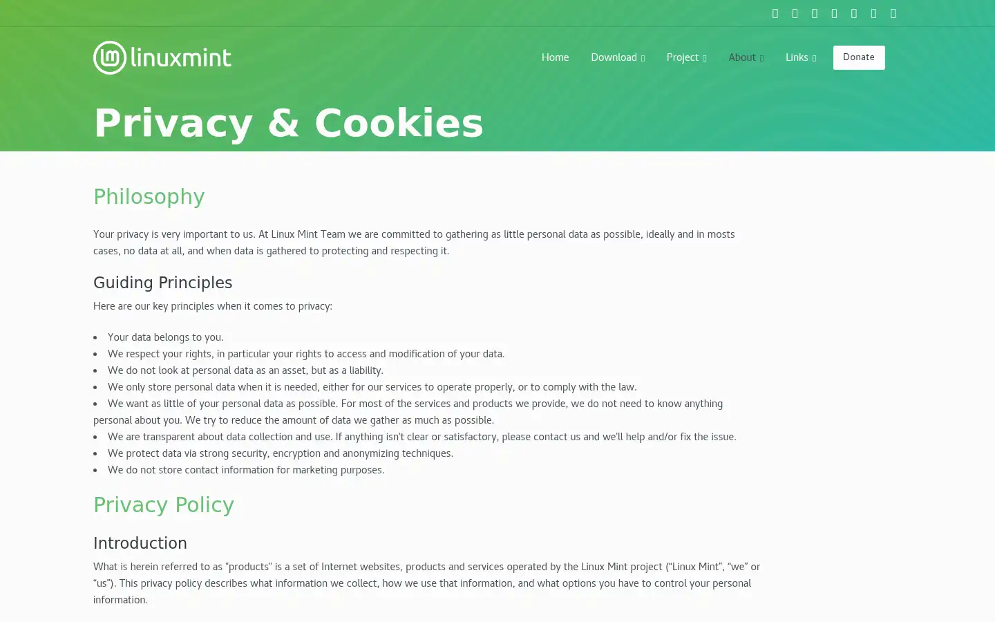 Screenshot of linuxmint.com