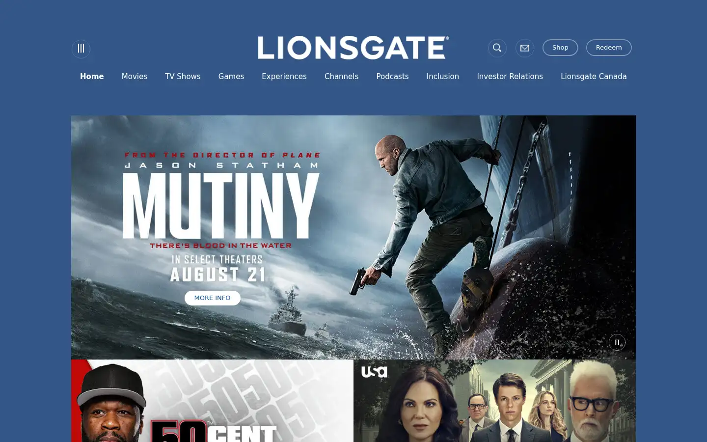 Screenshot of lionsgate.com