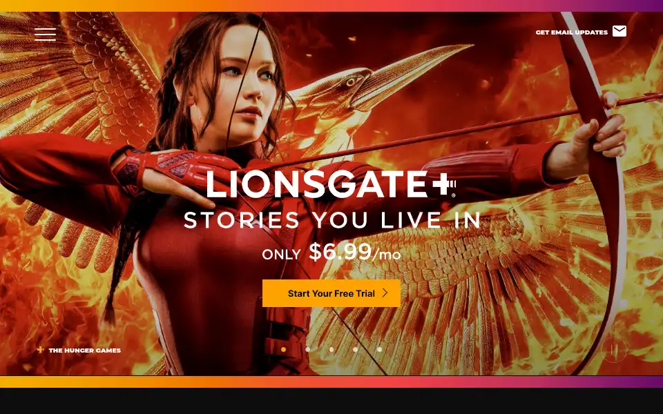 Screenshot of lionsgateplus.com