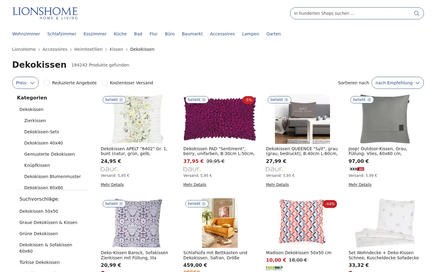 Screenshot of lionshome.de
