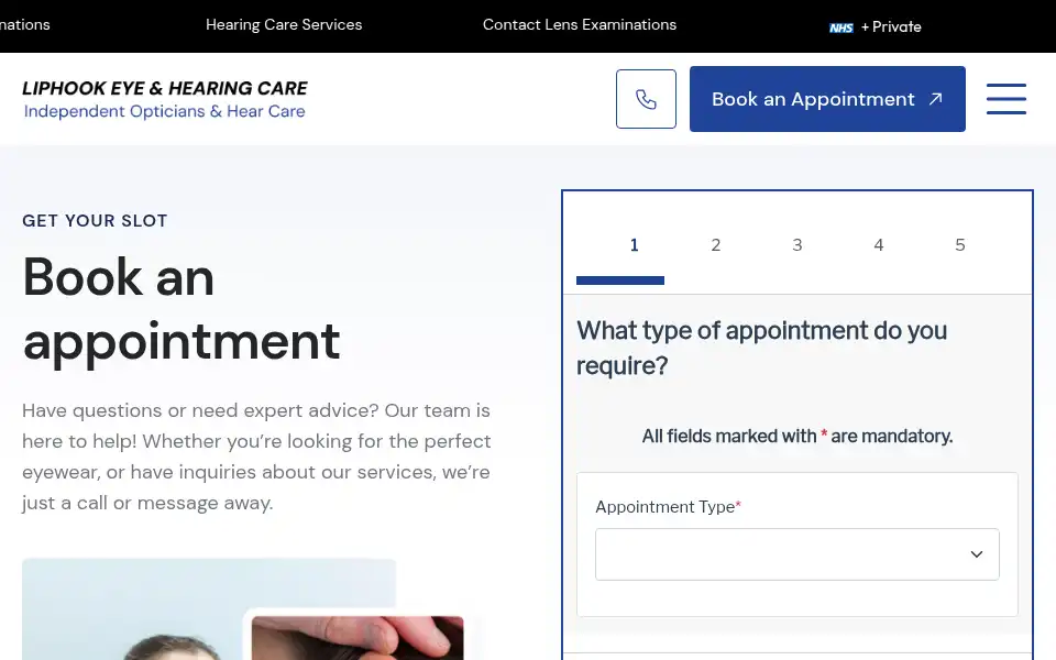 Screenshot of liphook-eyecare.co.uk