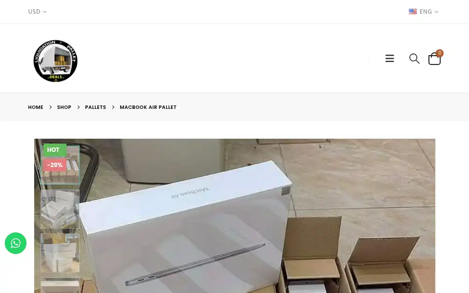 Screenshot of liquidationpalletsdeals.co.uk