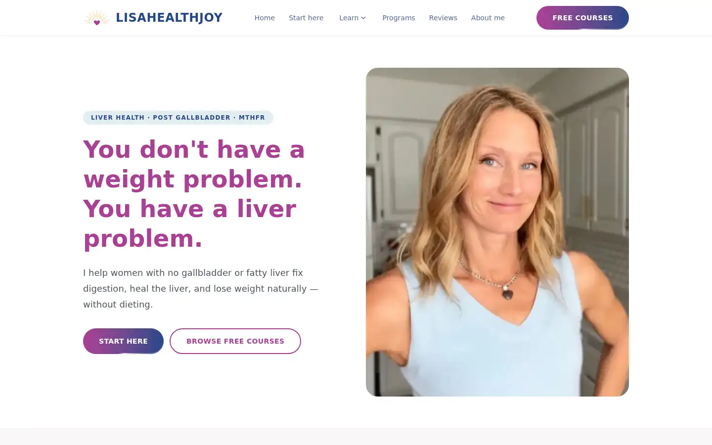 Screenshot of lisahealthjoy.com