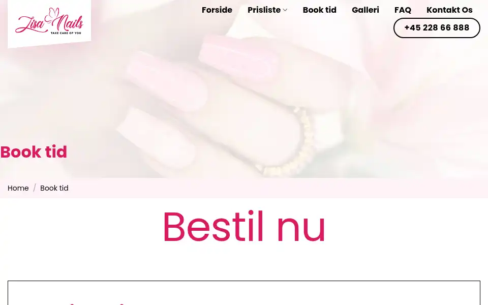 Screenshot of lisanails.dk