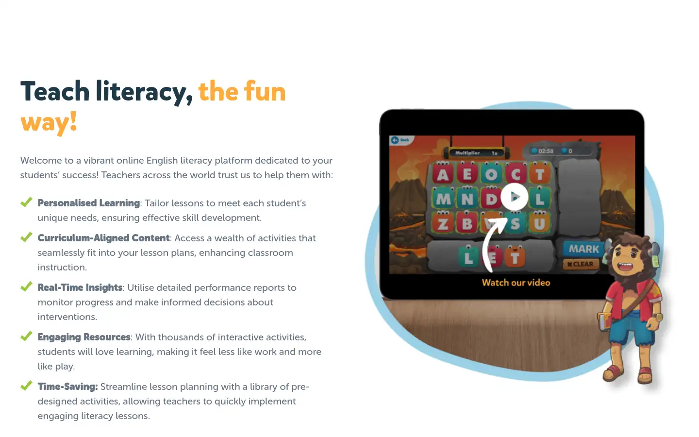 Screenshot of literacyplanet.com