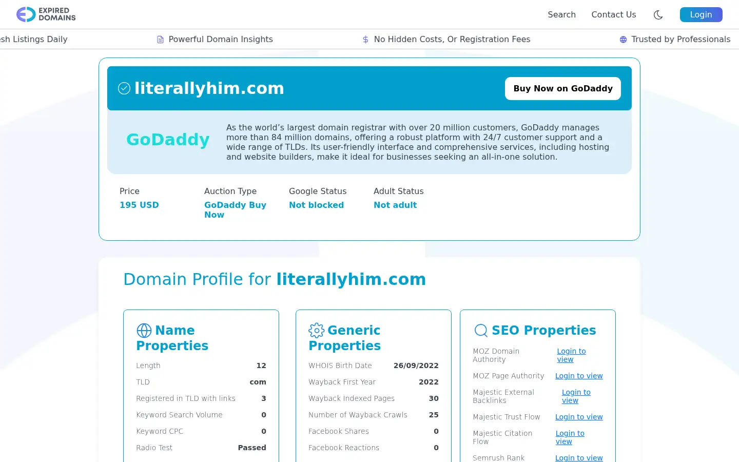 Screenshot of literallyhim.com