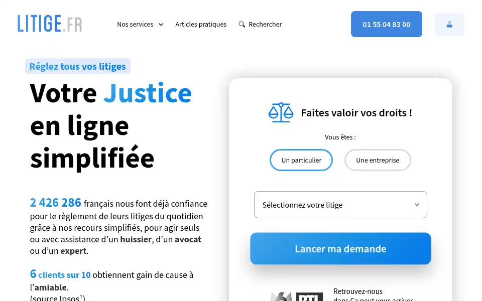 Screenshot of litige.fr