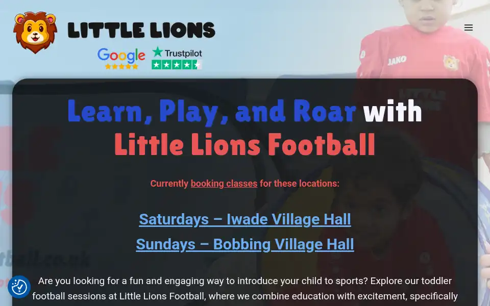 Screenshot of littlelionsfootball.co.uk