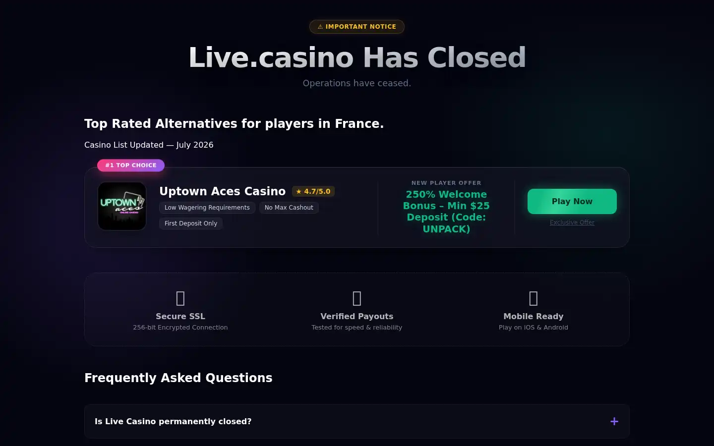 Screenshot of live.casino