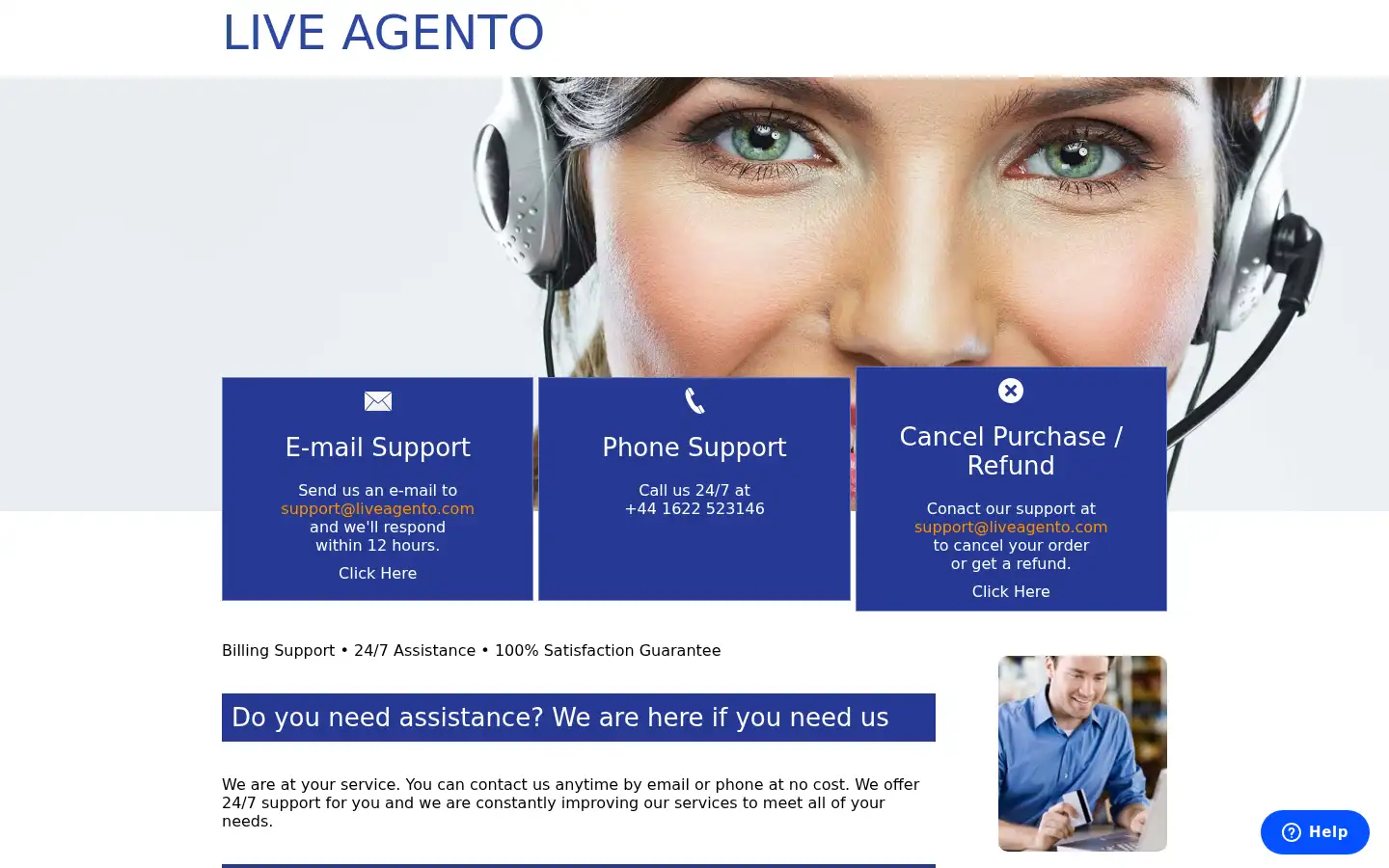 Screenshot of liveagento.com