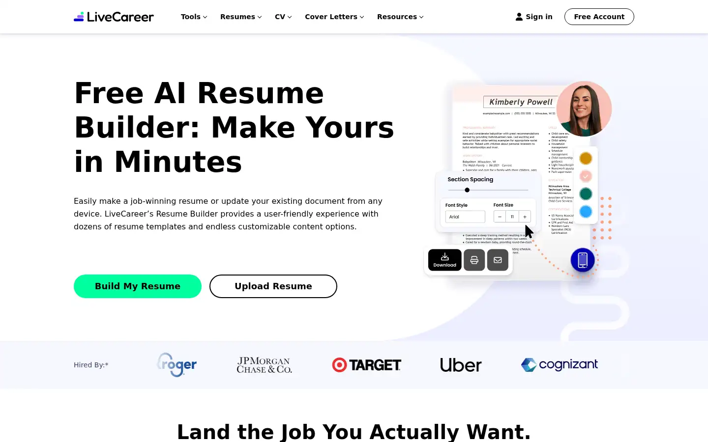 Screenshot of livecareer.com