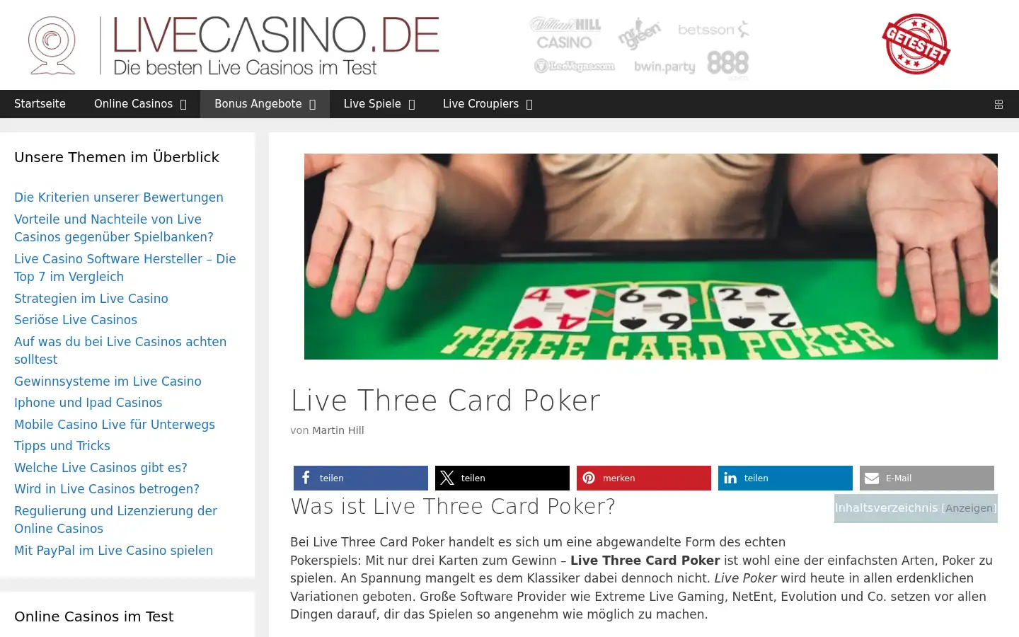 Screenshot of livecasino.de