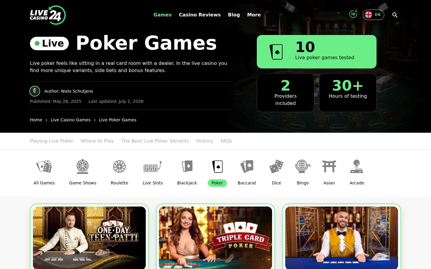 Screenshot of livecasino24.com