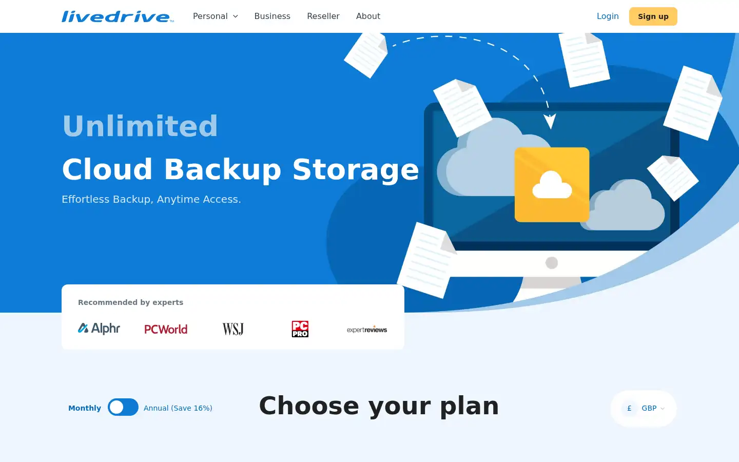 Screenshot of livedrive.com