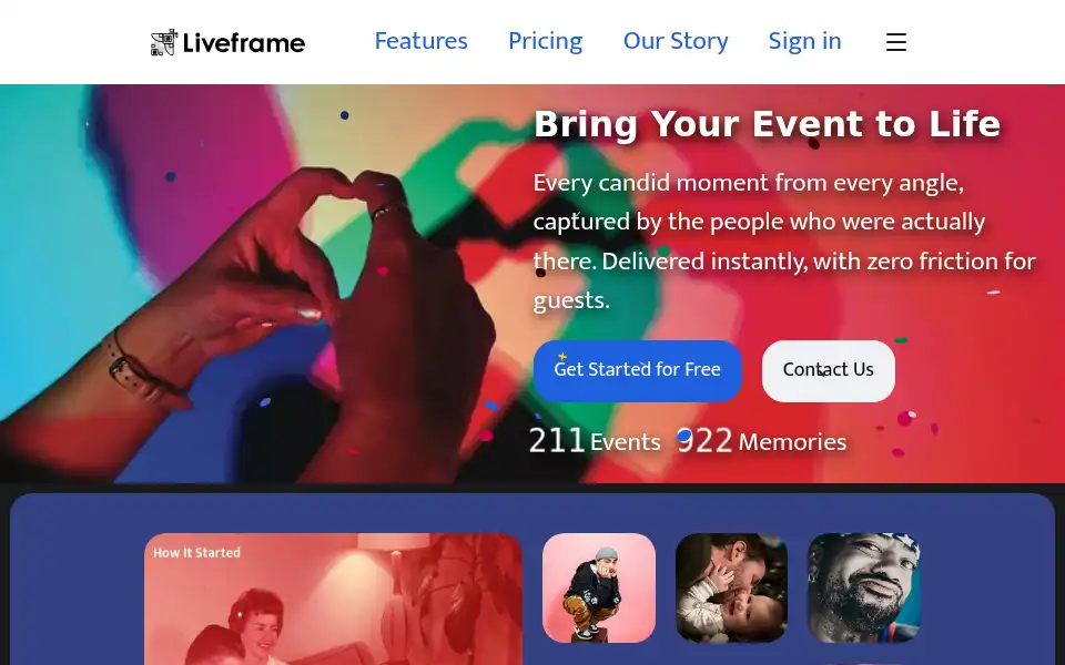 Screenshot of liveframe.app