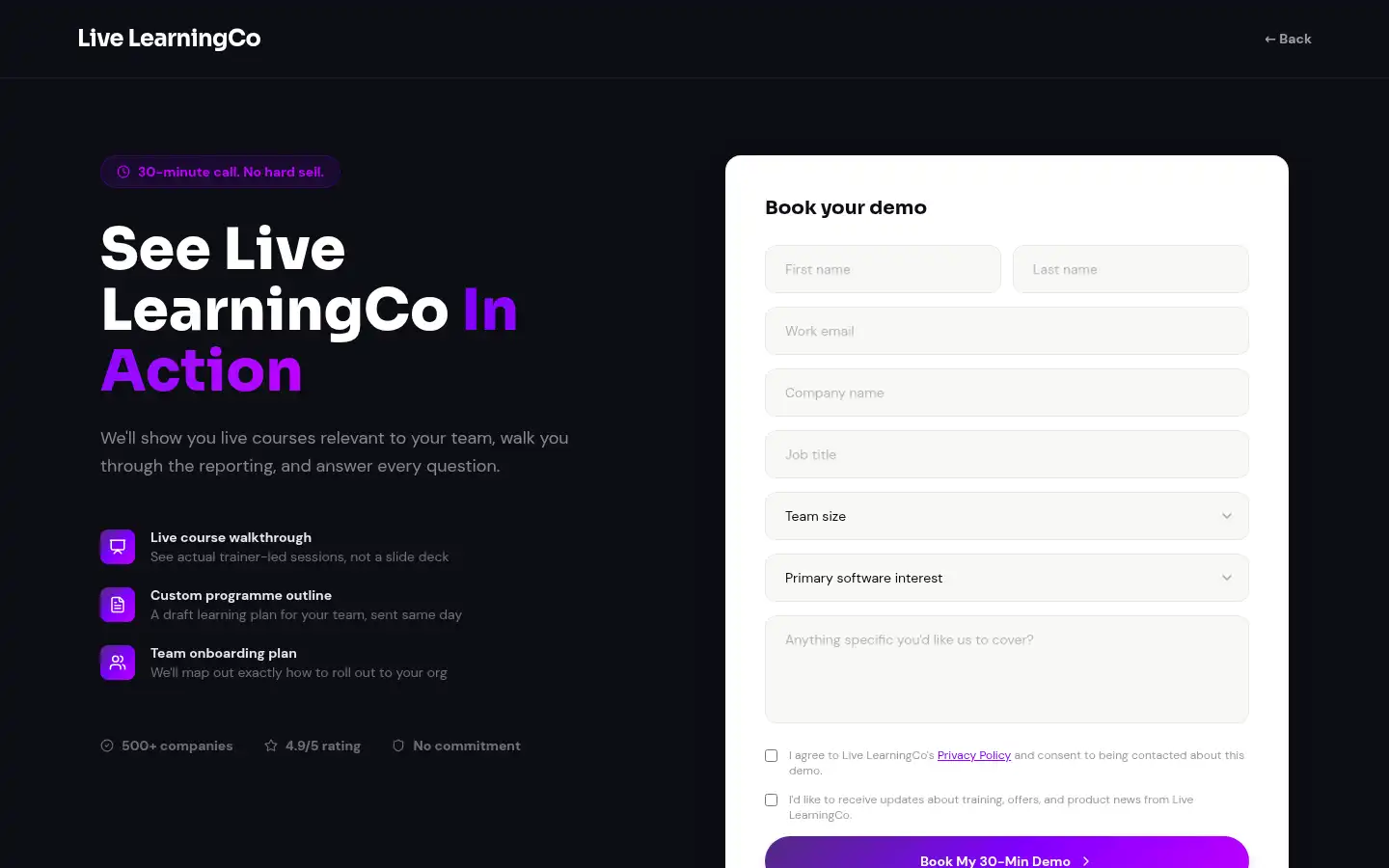 Screenshot of livelearningco.com
