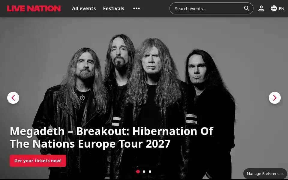 Screenshot of livenation.be