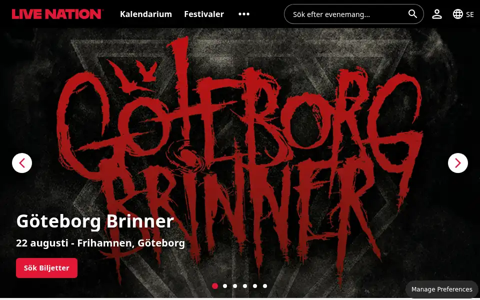 Screenshot of livenation.se