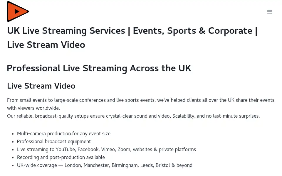 Screenshot of livestreamvideo.co.uk