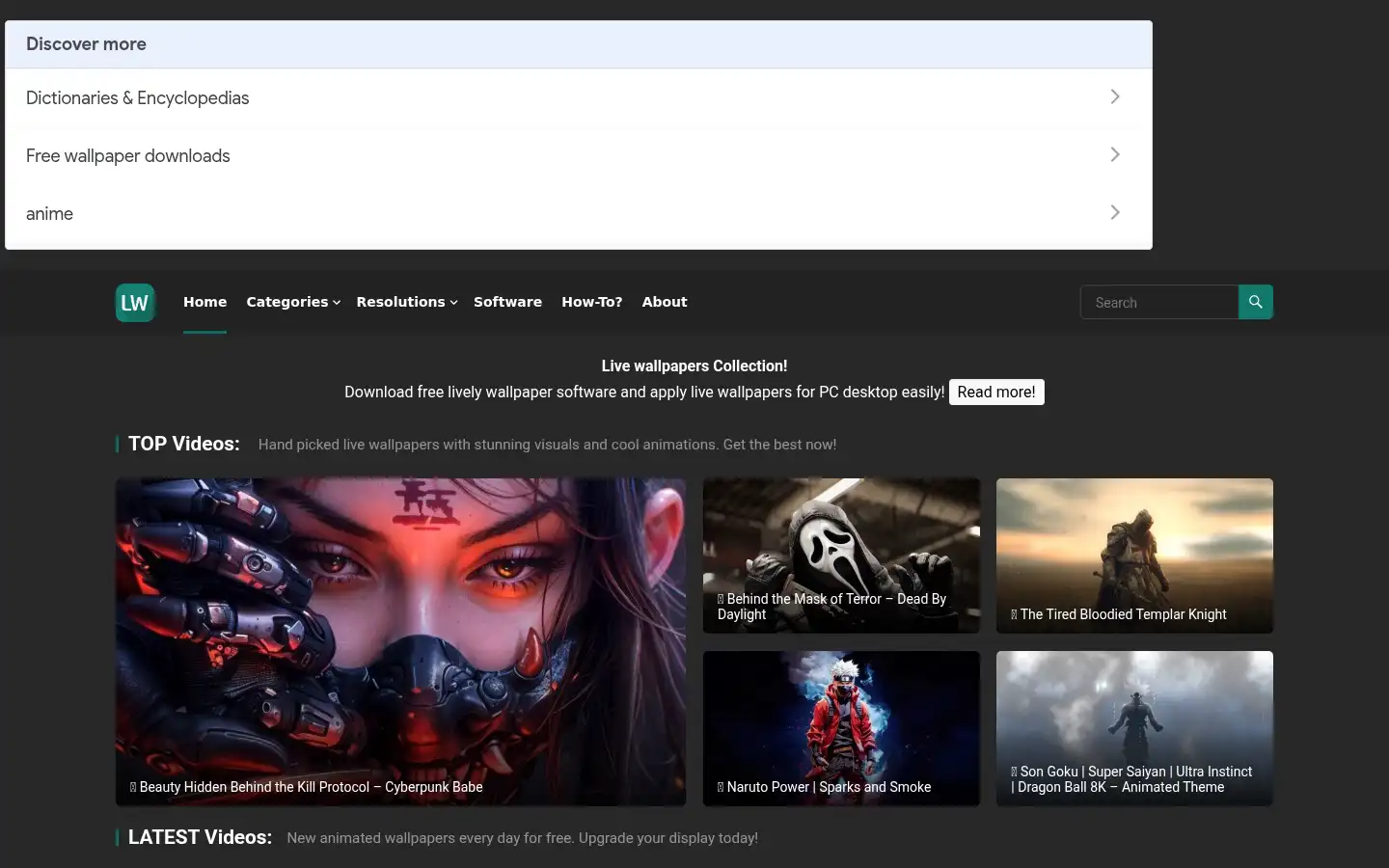 Screenshot of livewallpapers4free.com