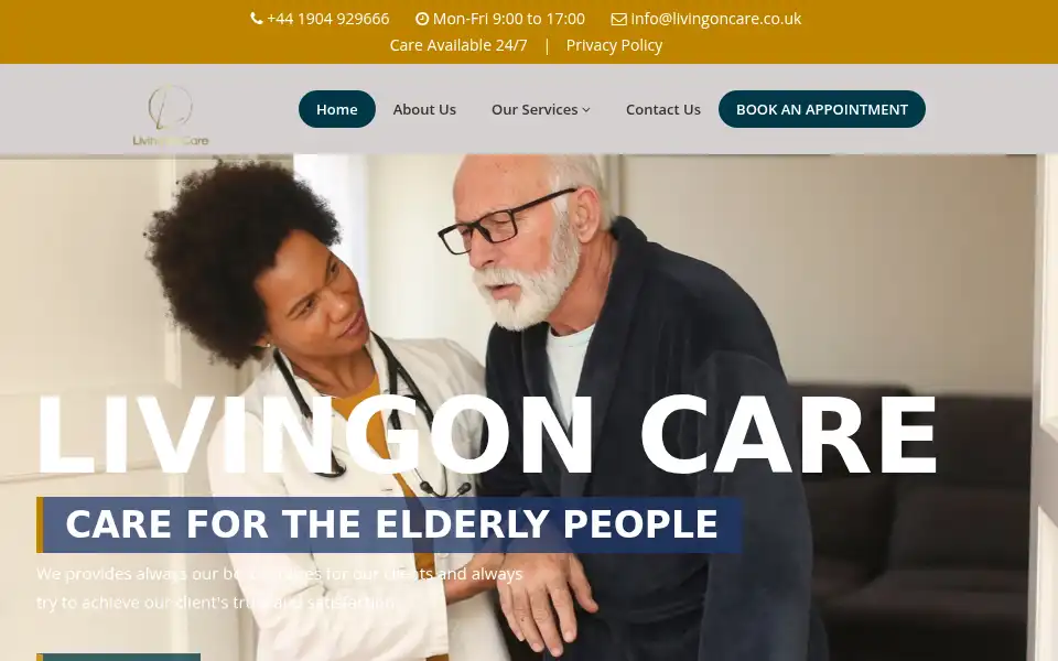 Screenshot of livingoncare.co.uk