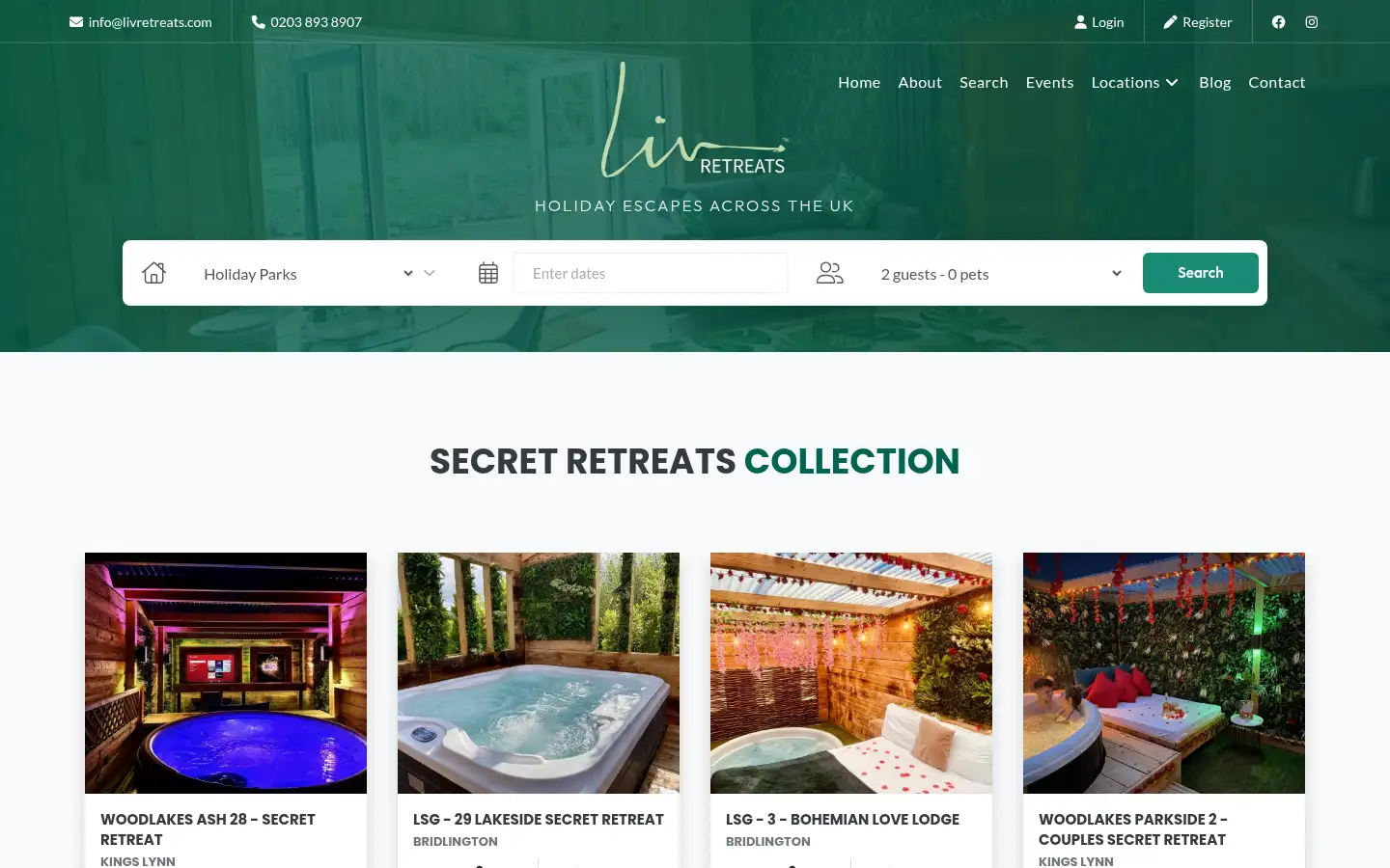 Screenshot of livlodges.com
