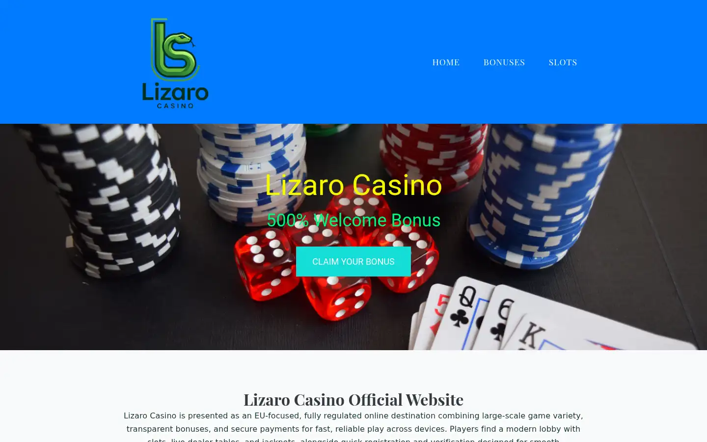 Screenshot of lizaro1casino.com