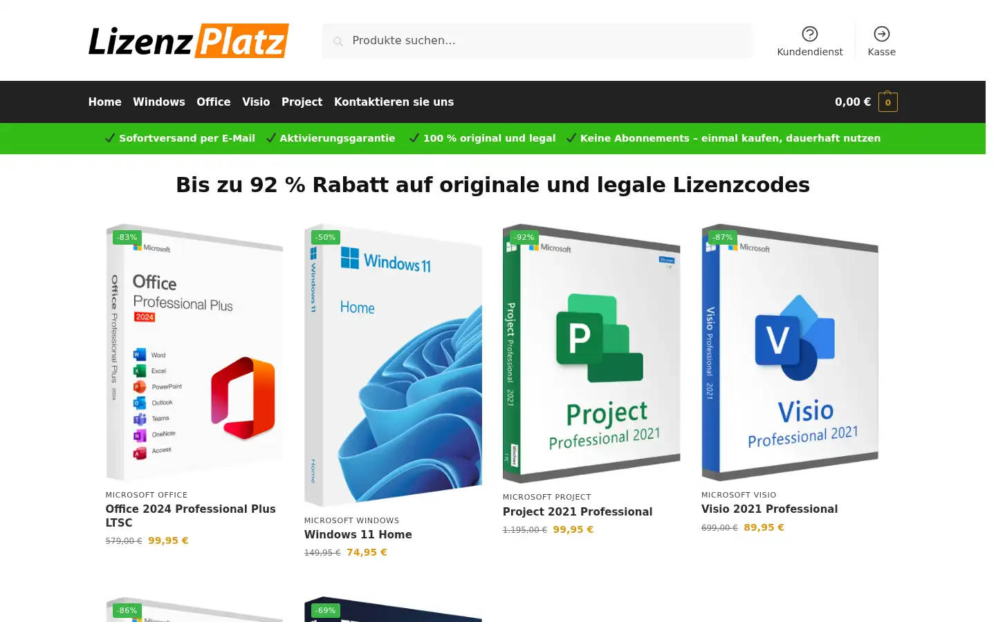 Screenshot of lizenzplatz.de