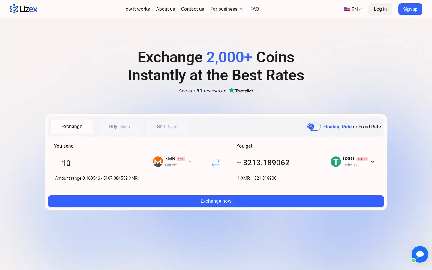 Screenshot of lizex.io