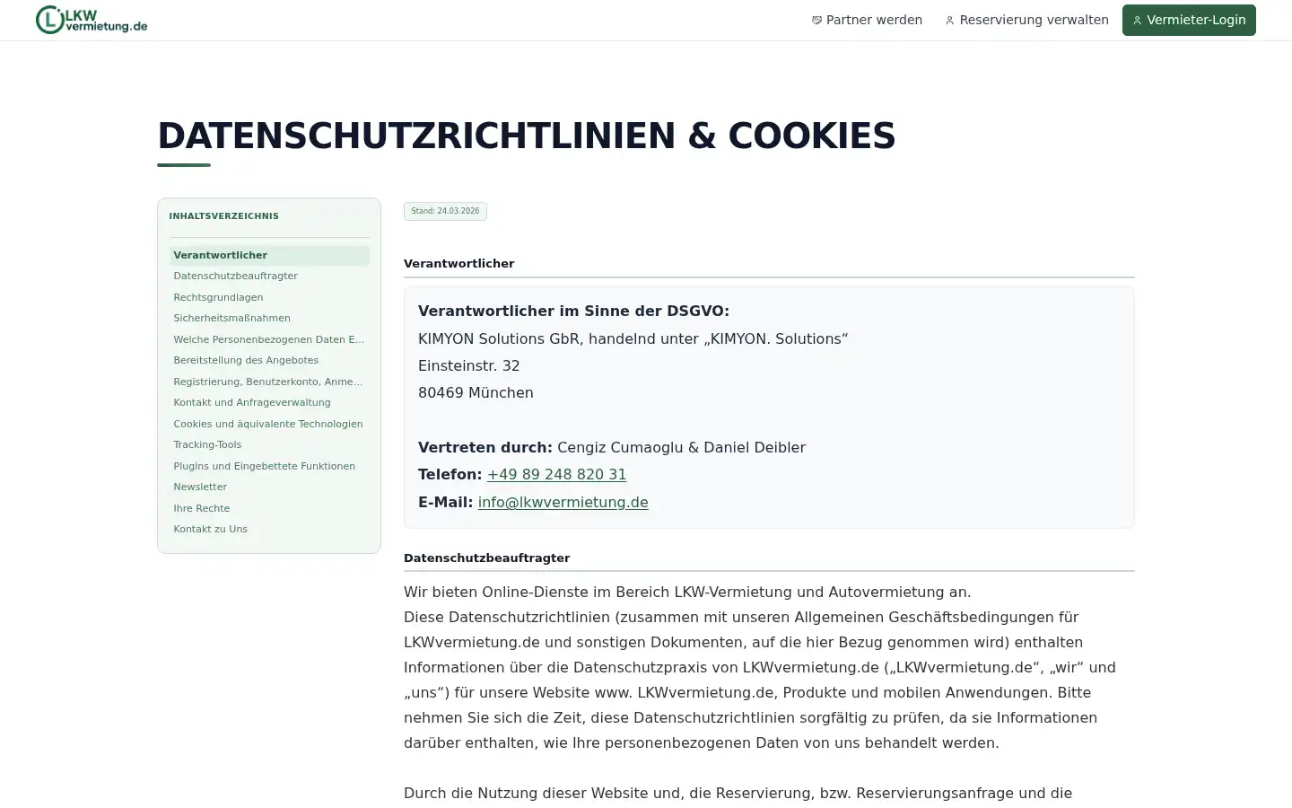 Screenshot of lkwvermietung.de