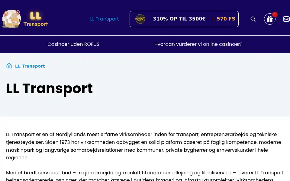 Screenshot of ll-transport.dk