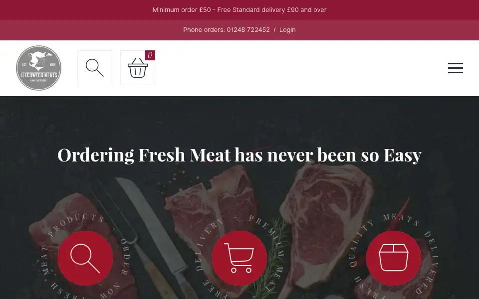 Screenshot of llechweddmeats.co.uk