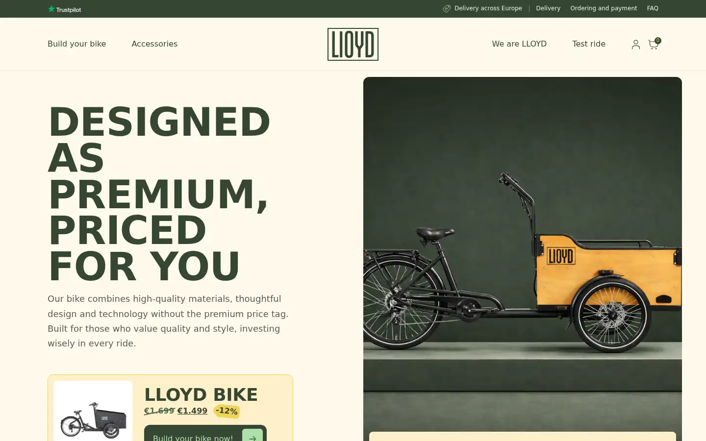 Screenshot of lloydbikes.com