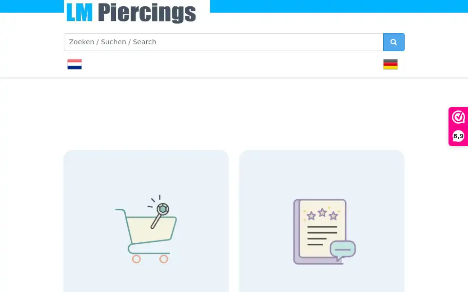 Screenshot of lmpiercings.nl