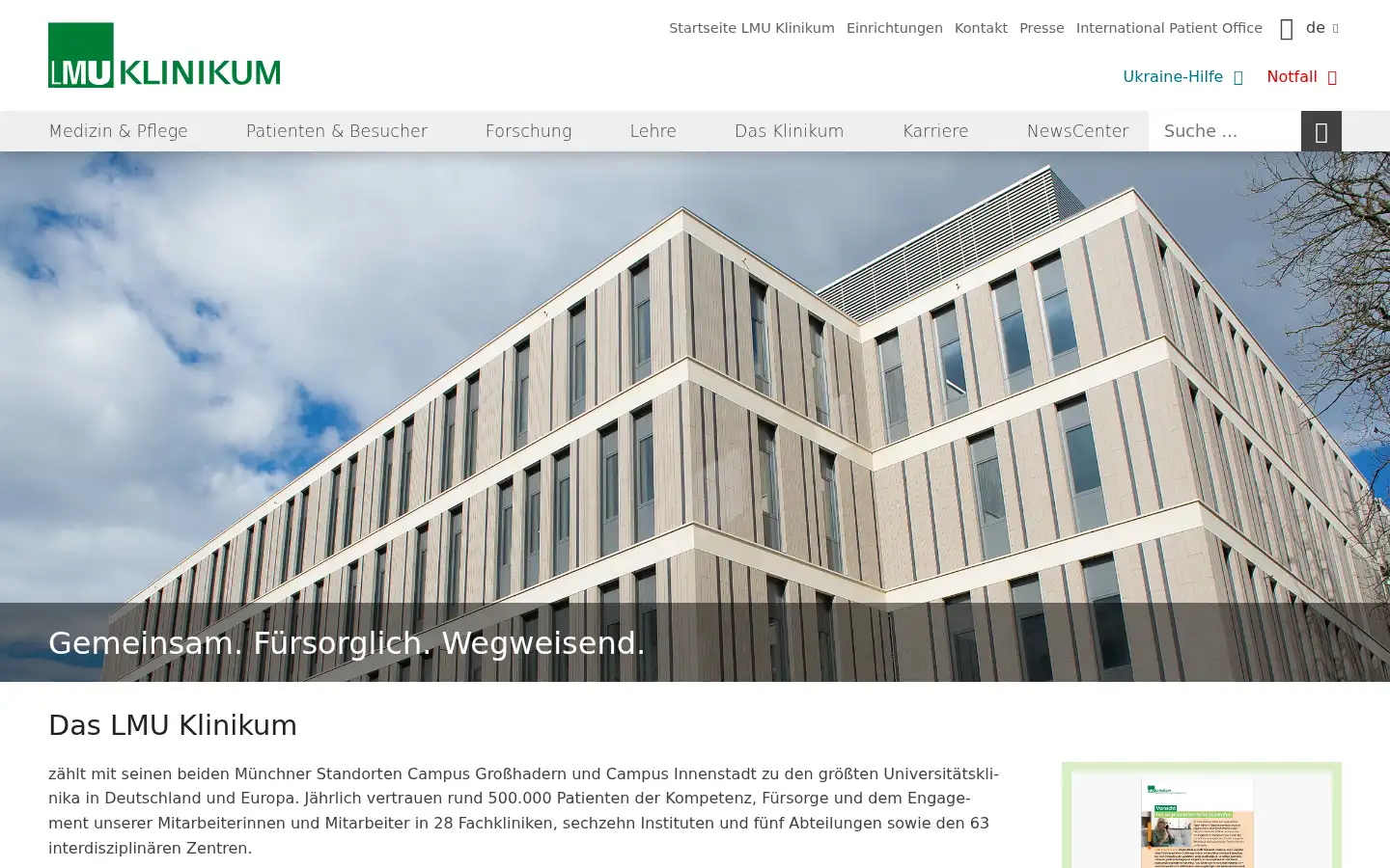 Screenshot of lmu-klinikum.de