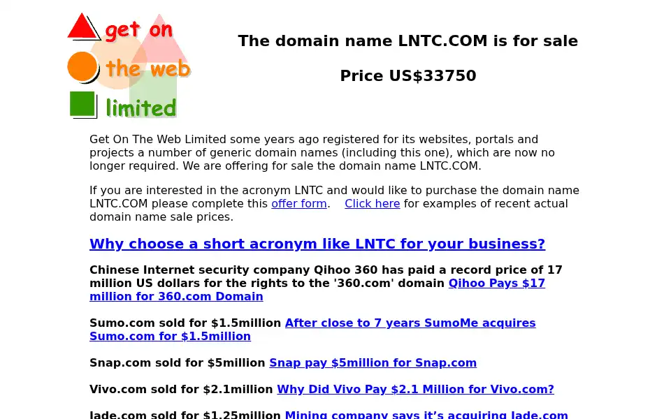 Screenshot of lntc.com