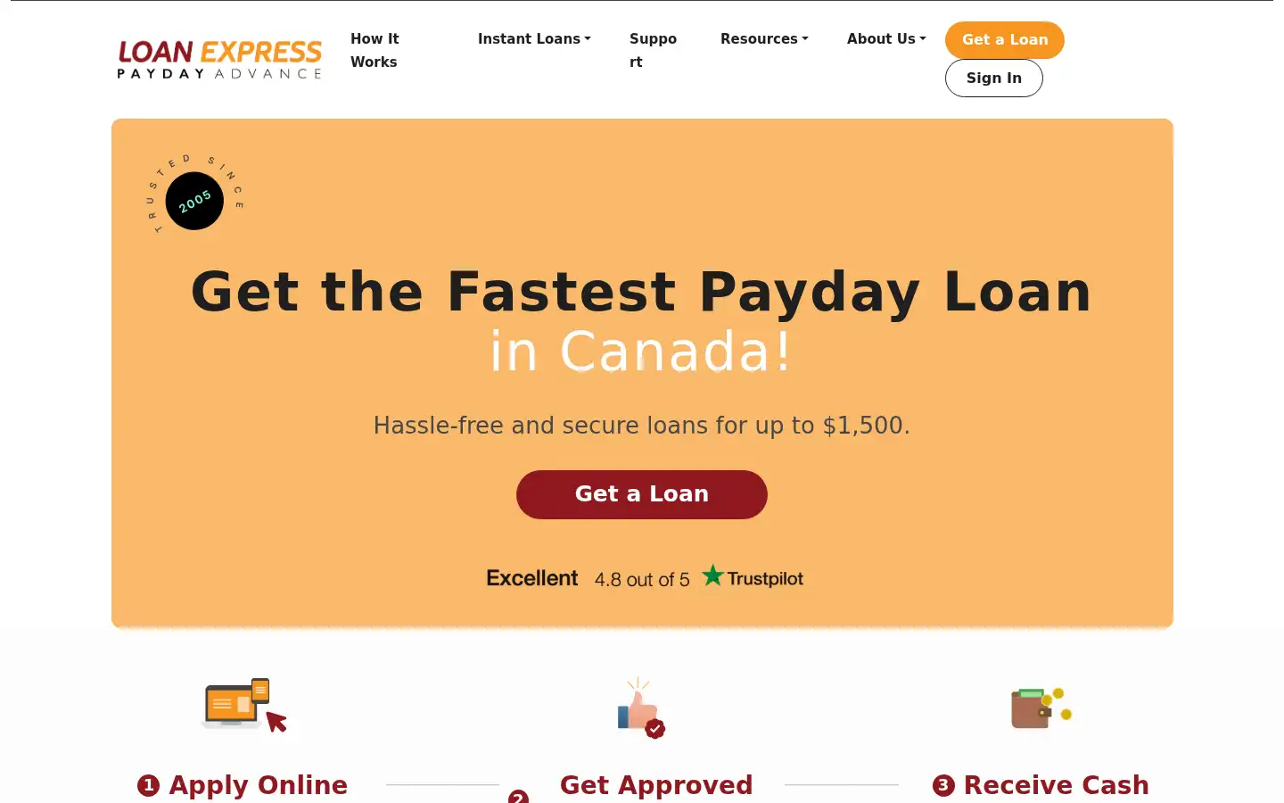 Screenshot of loanexpress.ca