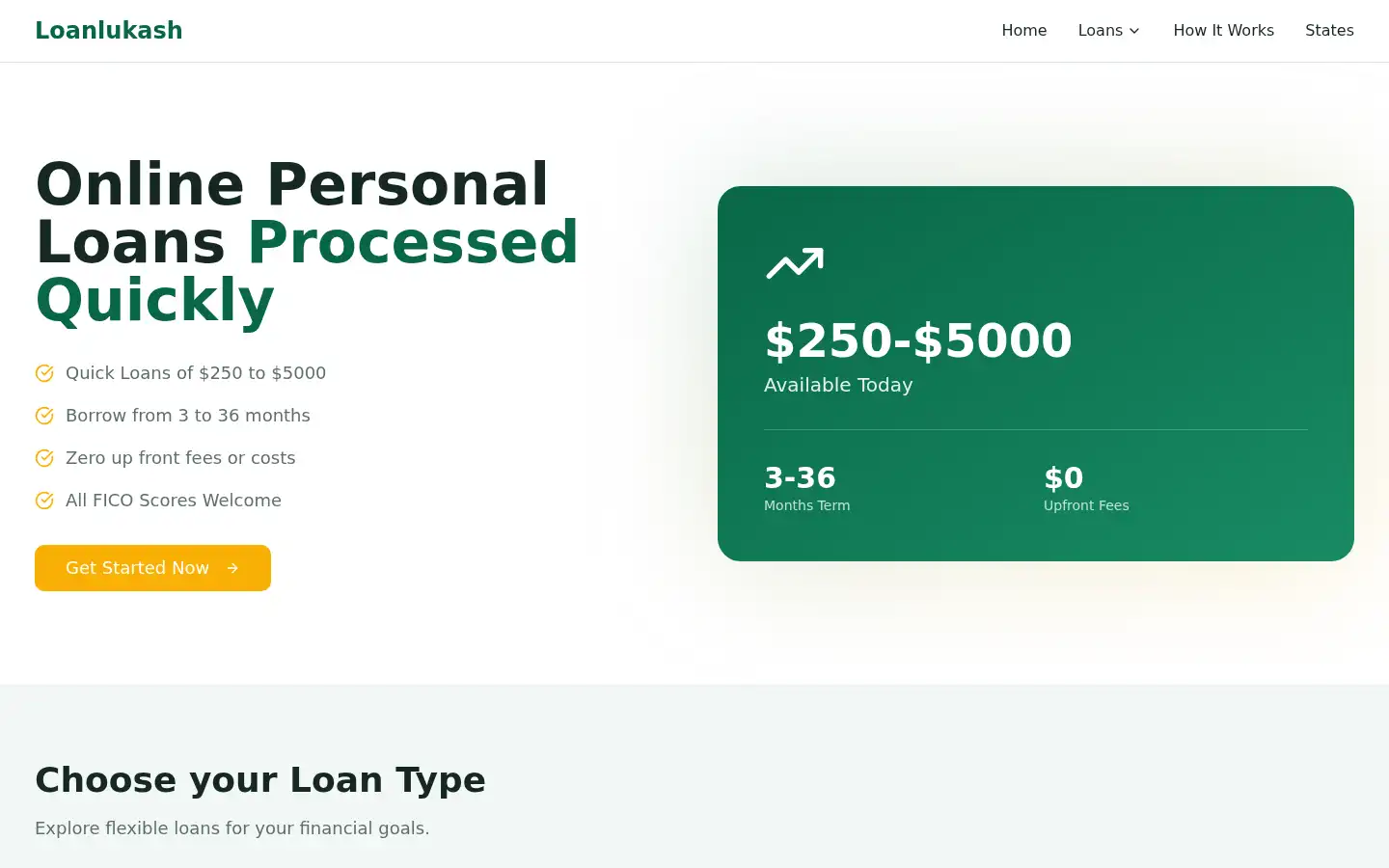 Screenshot of loanlukash.com