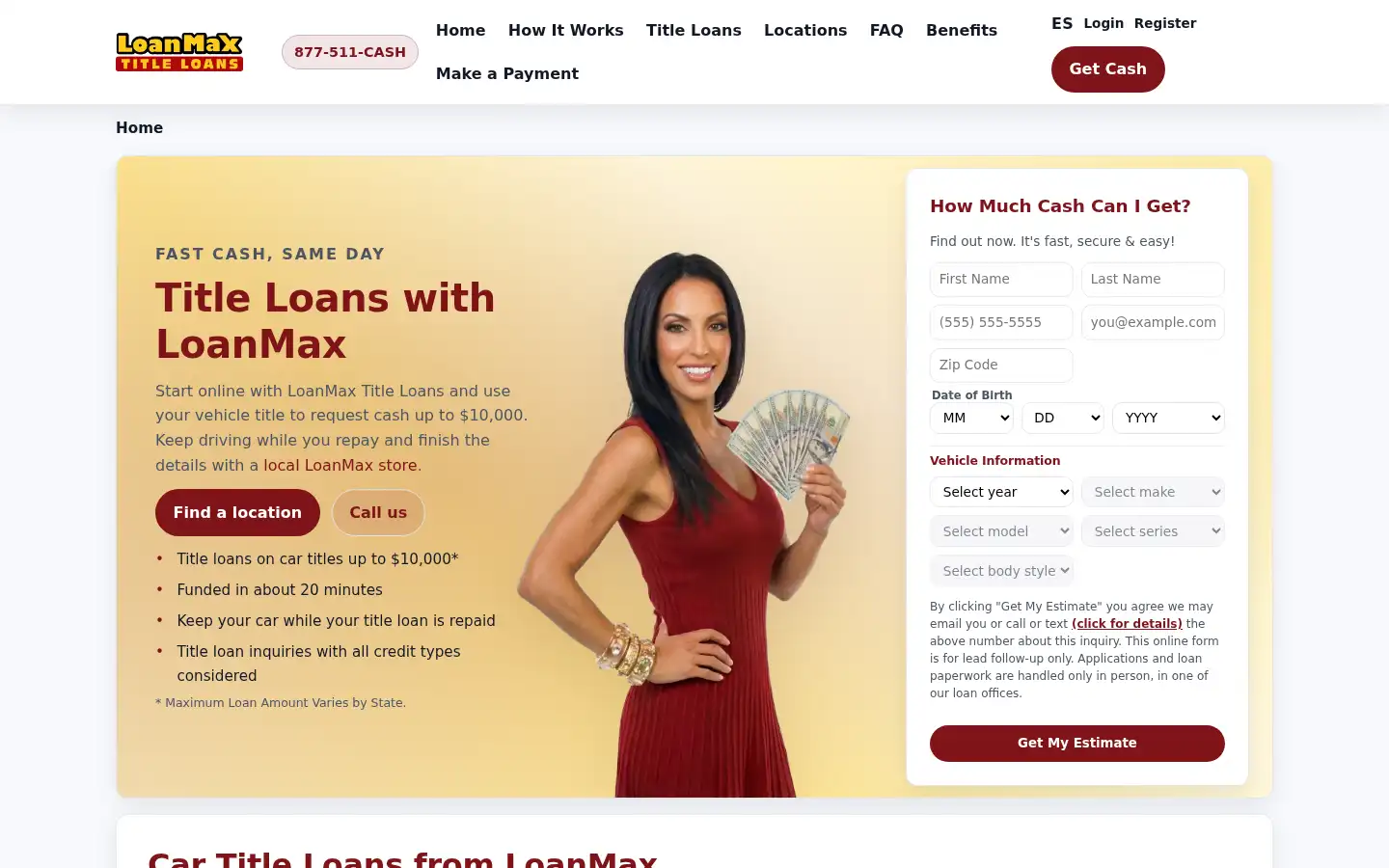 Screenshot of loanmaxtitleloans.net