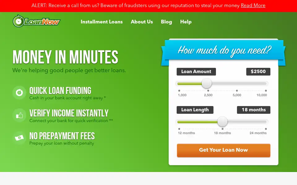 Screenshot of loannow.com