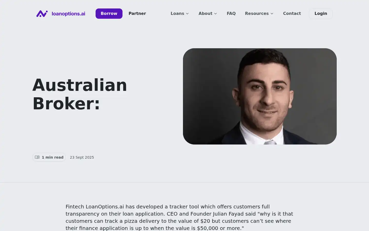 Screenshot of loanoptions.ai