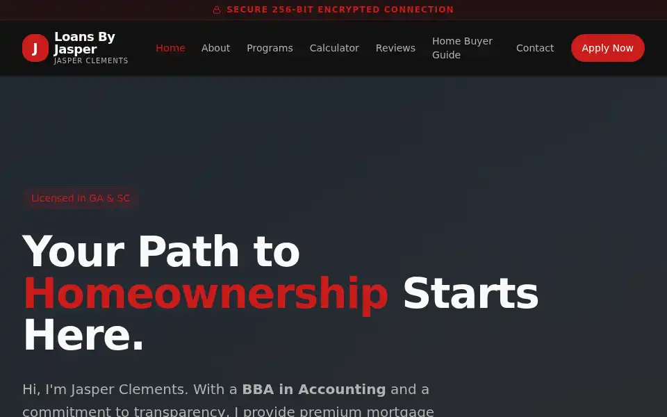 Screenshot of loansbyjasper.com