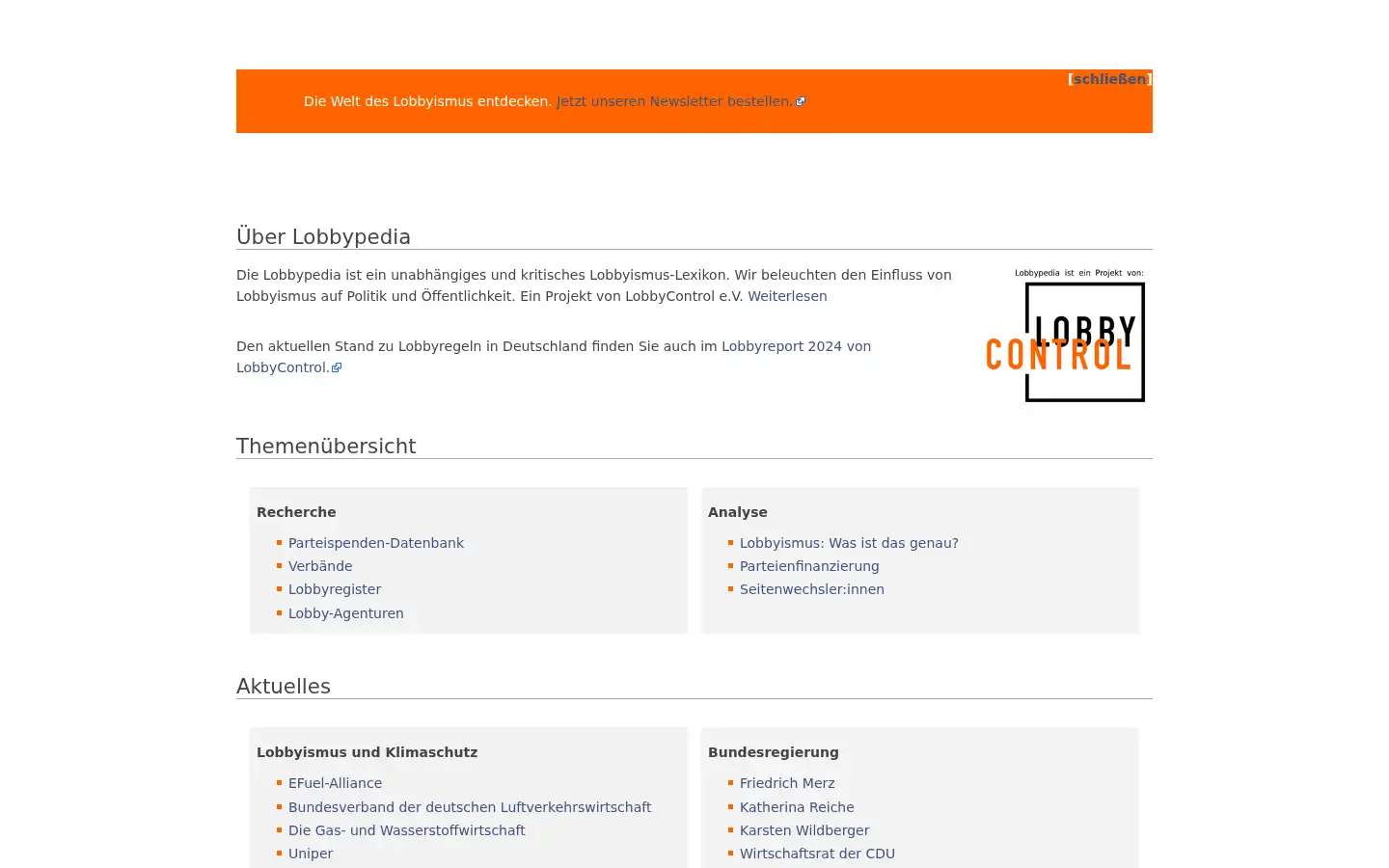 Screenshot of lobbypedia.de