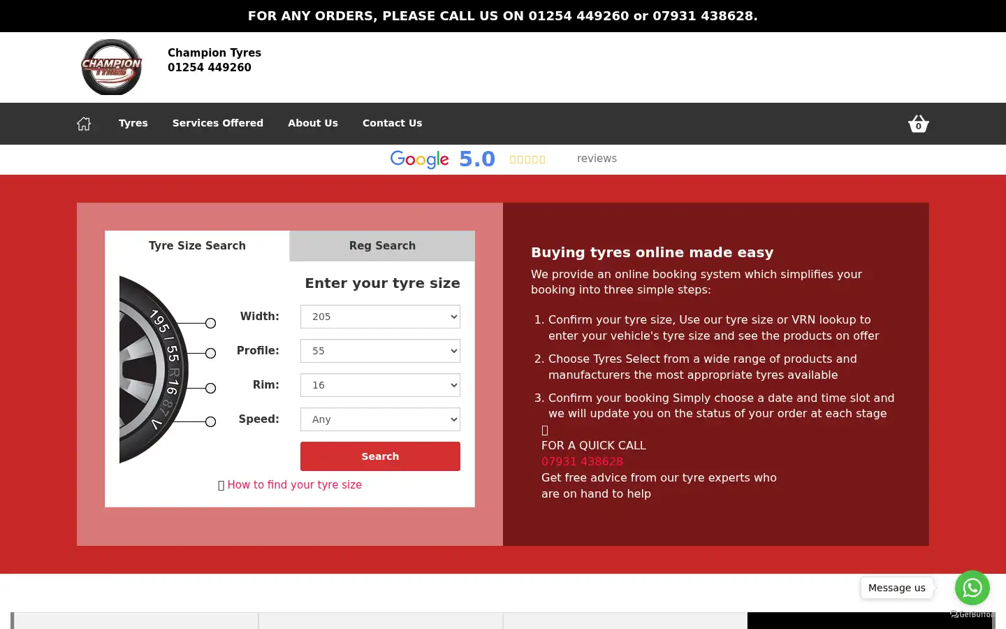 Screenshot of localchampiontyres.co.uk