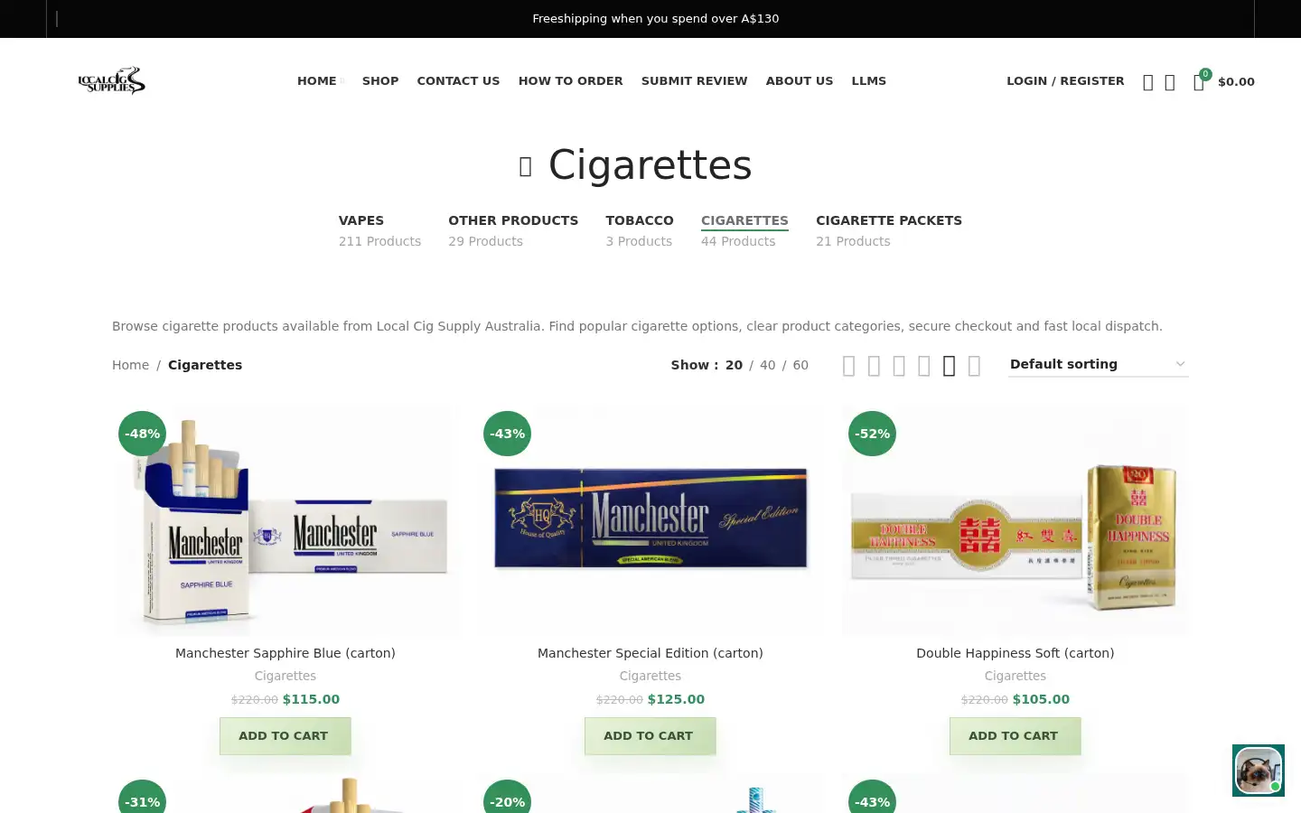 Screenshot of localcigsupplies.com