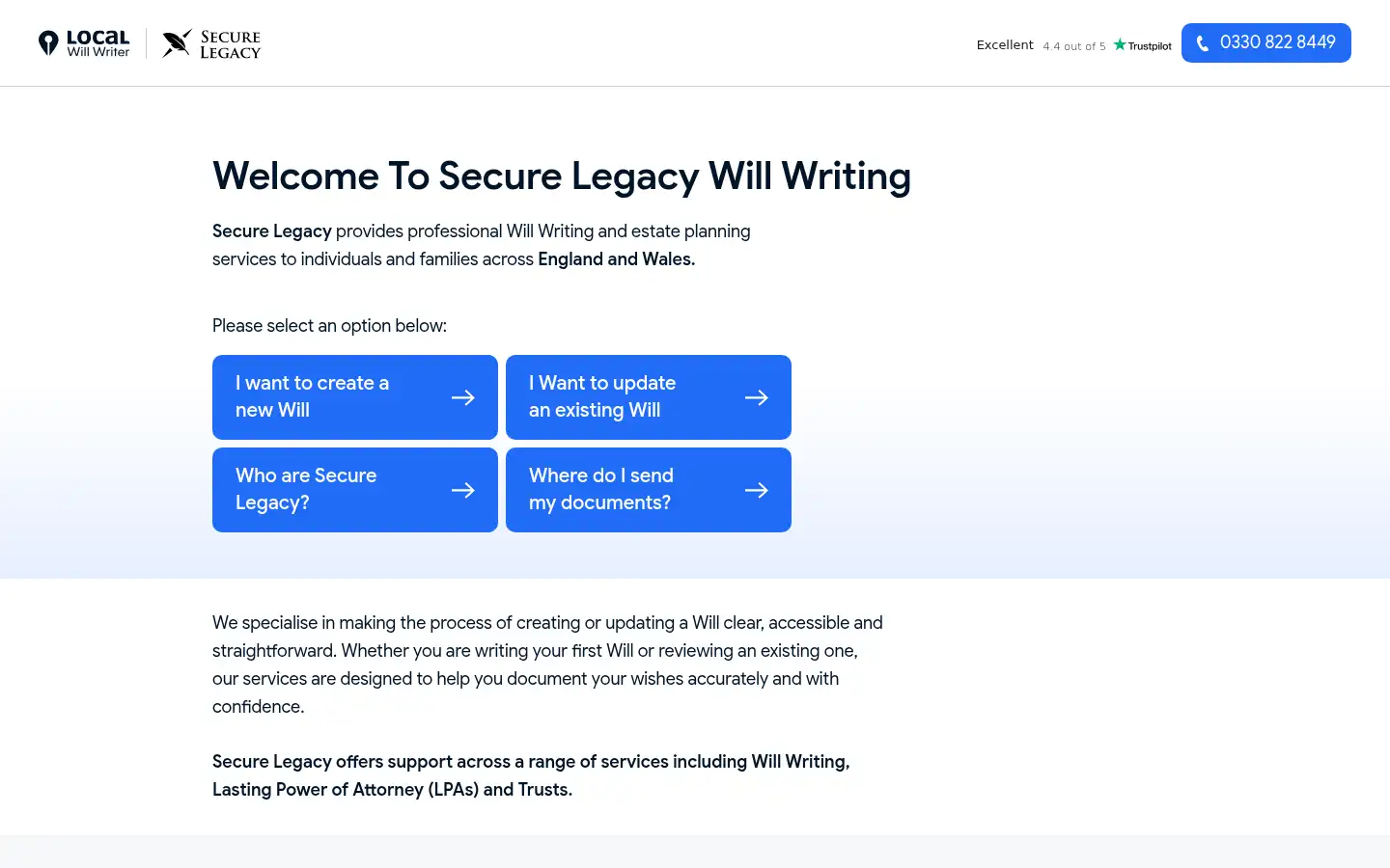 Screenshot of localwillwriter.uk