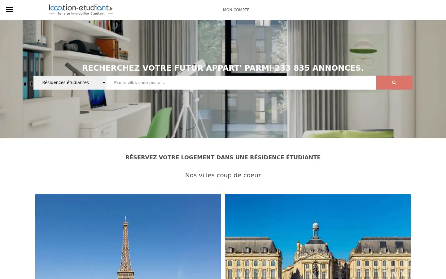 Screenshot of location-etudiant.fr